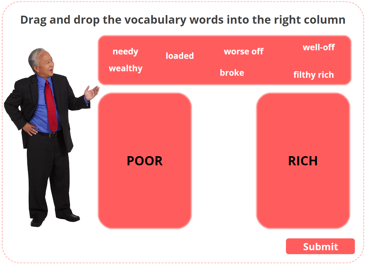 Listening Practice: Drag and drop the vocabulary words